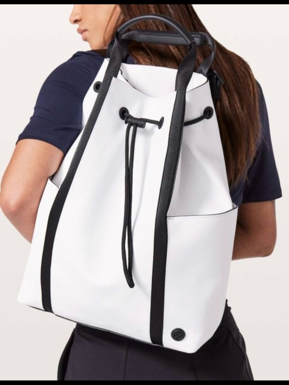 lululemon athletica White and Black Backpack Accent